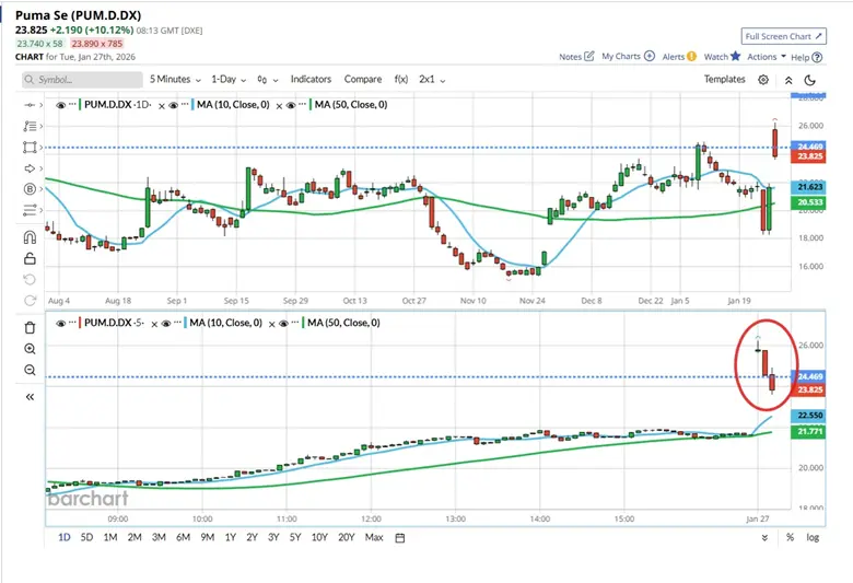 Listening to Market Signals: Lessons from Puma’s Price Action
